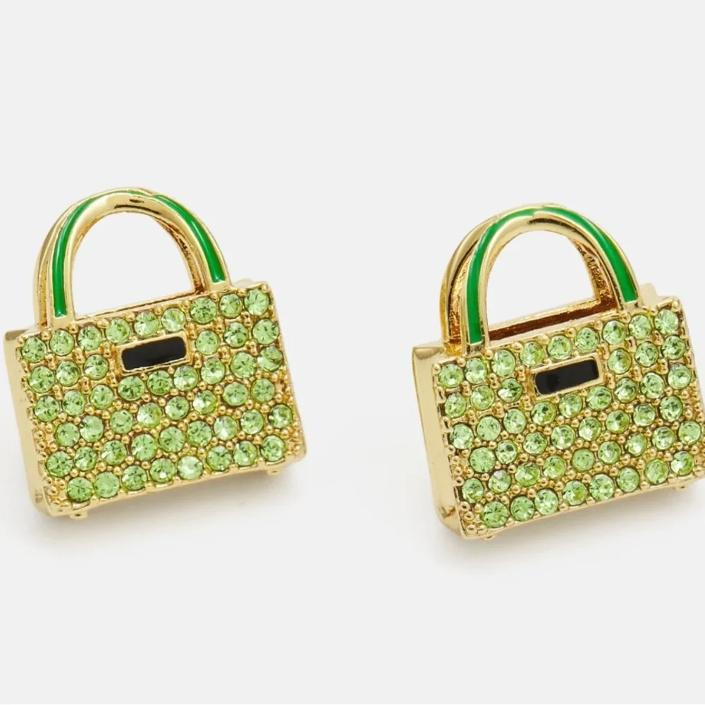 Kate Spade New York, Womens, Sweet Treasures Studs, Green/Gold, One Size - Picture 3 of 3